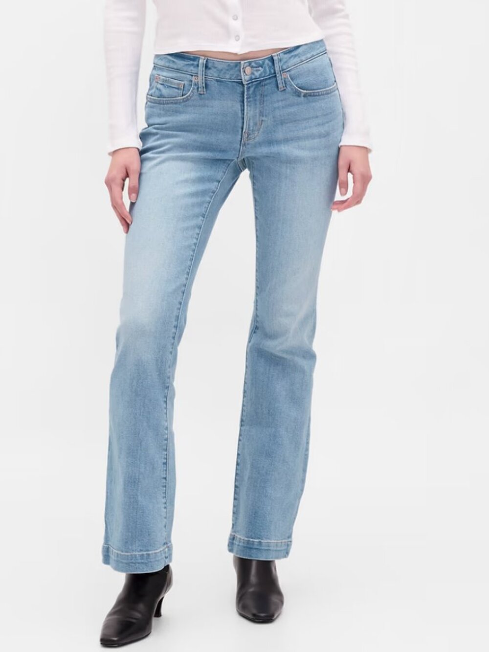 Gap Long & Lean Low Rise Flare Jeans Size 27 Tall Light Wash